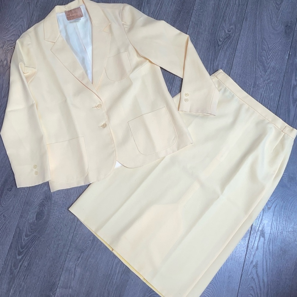 80s Vintage yellow summer blazer - Skirt Suit